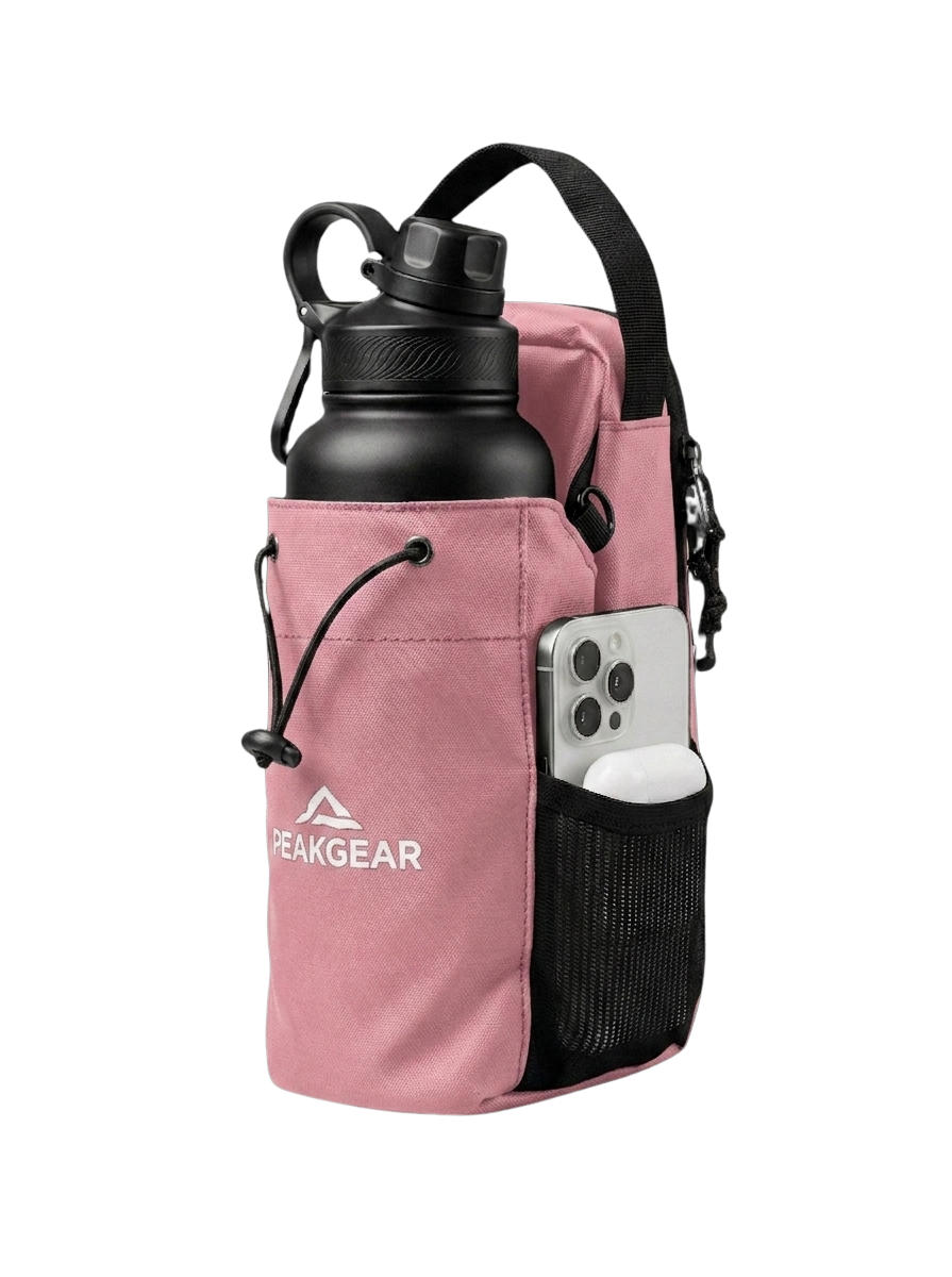 Rózsaszín PEAKGEAR mágneses fitness táska kulacstartóval