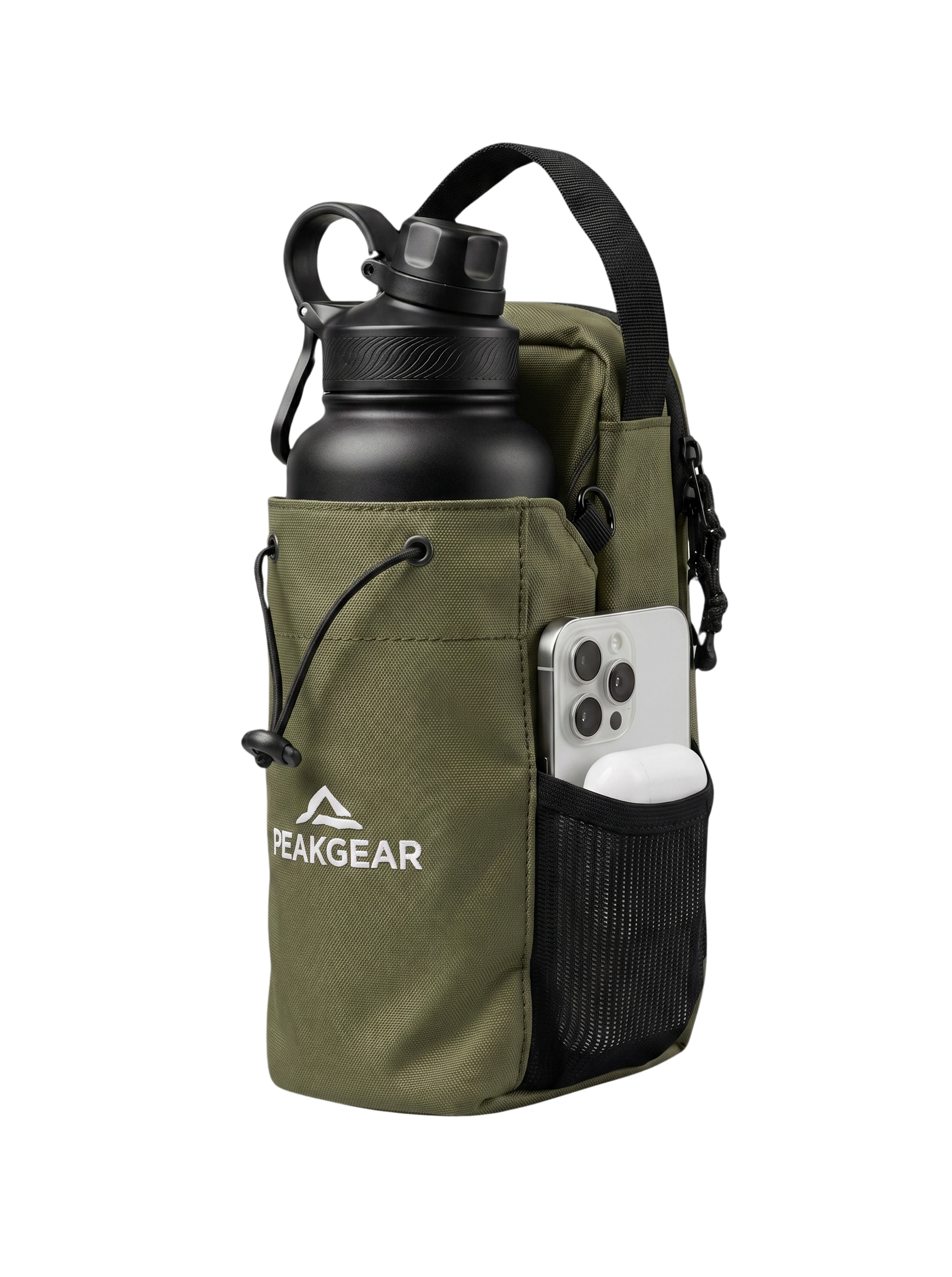 Zöld PEAKGEAR mágneses fitness táska kulacstartóval
